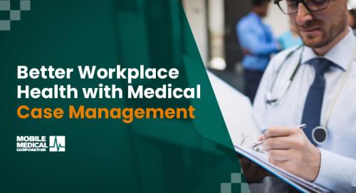 medical case manager writes down notes medical case management better workplace health with medical case management mobile medical corporation logo